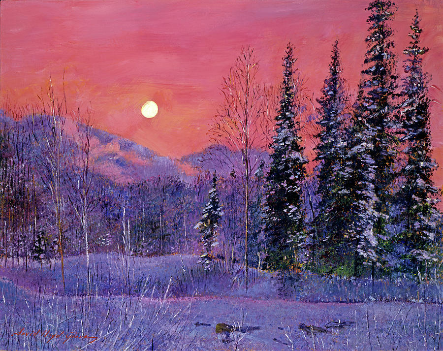 Rising Snow Moon Painting by David Lloyd Glover