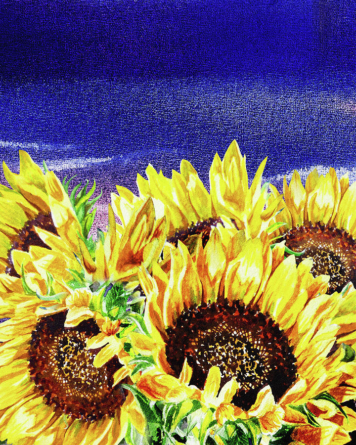 Rising Sun Sunflowers Painting by Irina Sztukowski