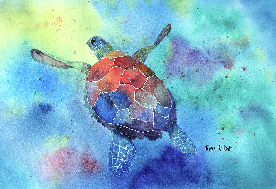 Turtle Painting - Rising Up by Renee Chastant