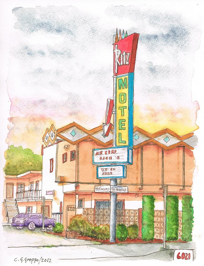 Ritz Motel in North Hollywood - California Painting by Carlos G Groppa