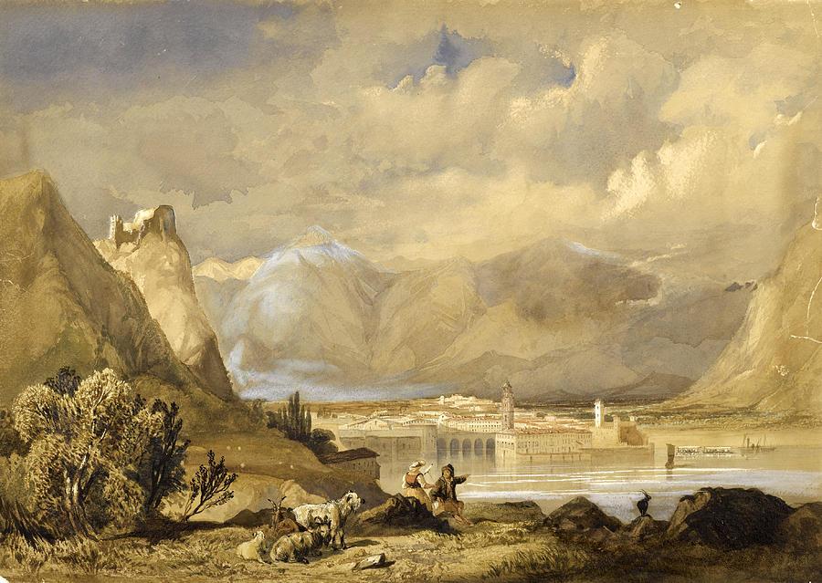 Riva. Lake Garda Drawing by William Brockedon