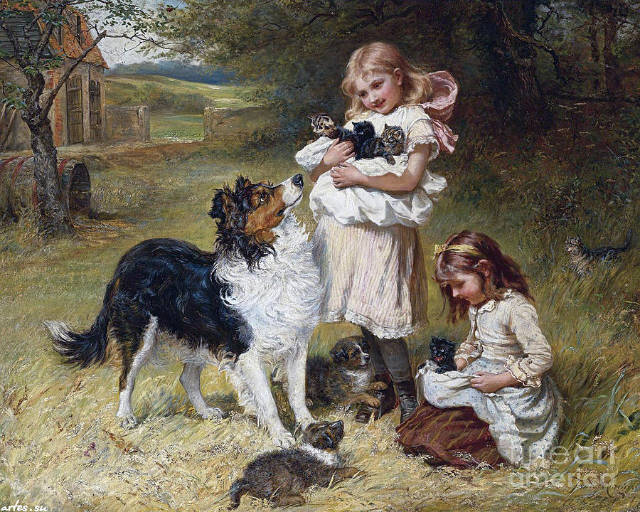Dog Painting - Rival Families by MotionAge Designs