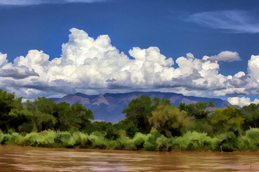 Rio Grande Painting - River And Mountain by Jim Buchanan