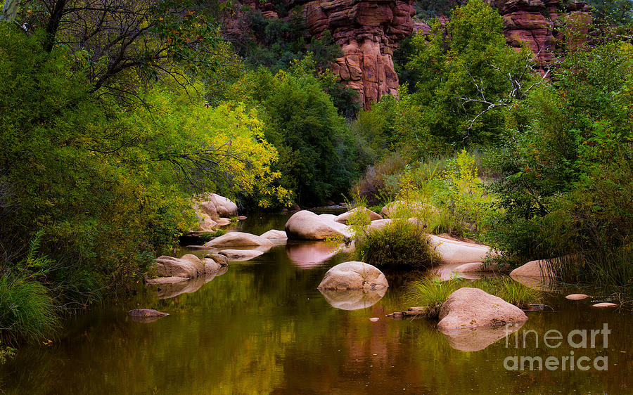 River and Red Rock Photograph by Amy Sorvillo