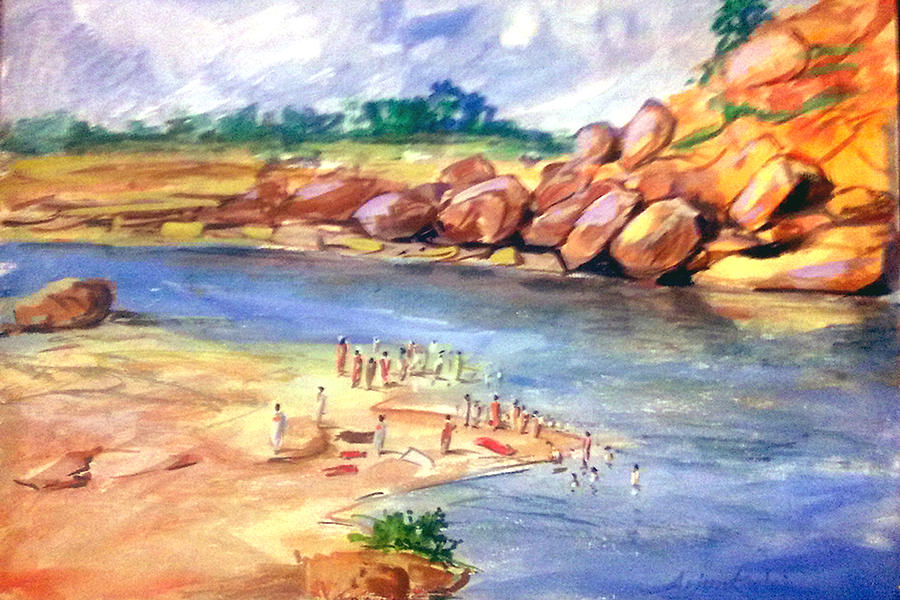 Drawing River Bank easy scenery with oil pastel  How to Draw Easy Scenery   YouTube