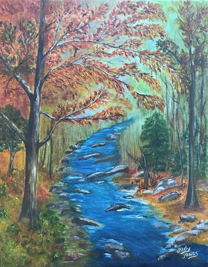 River Bend In Autumn Painting