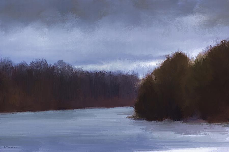 River Bend in Winter Painting by Diane Chandler
