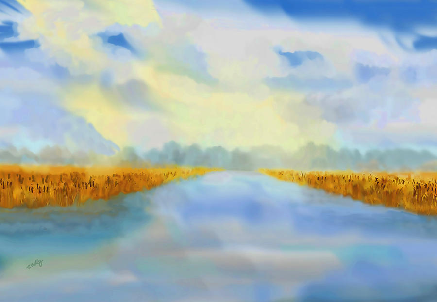 Landscape Painting - River Blue by Valerie Anne Kelly