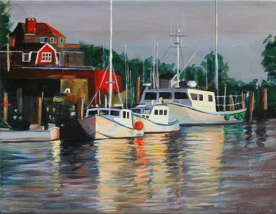 River Boats Painting by Trina Teele