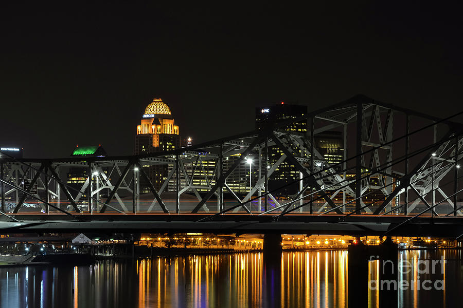 Louisville Photograph - Ohio River Bridges and Louisville Skyline by Bob Phillips