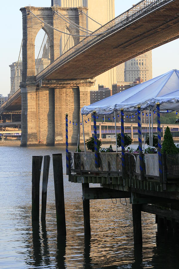 Brooklyn Bridge Photograph - River Cafe with Brooklyn Bridge by Christopher J Kirby
