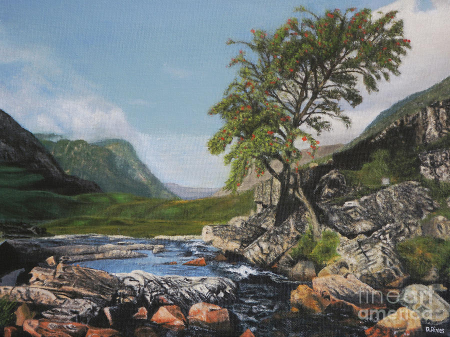 Tree Painting - River Coe Scotland Oil on Canvas by David Rives