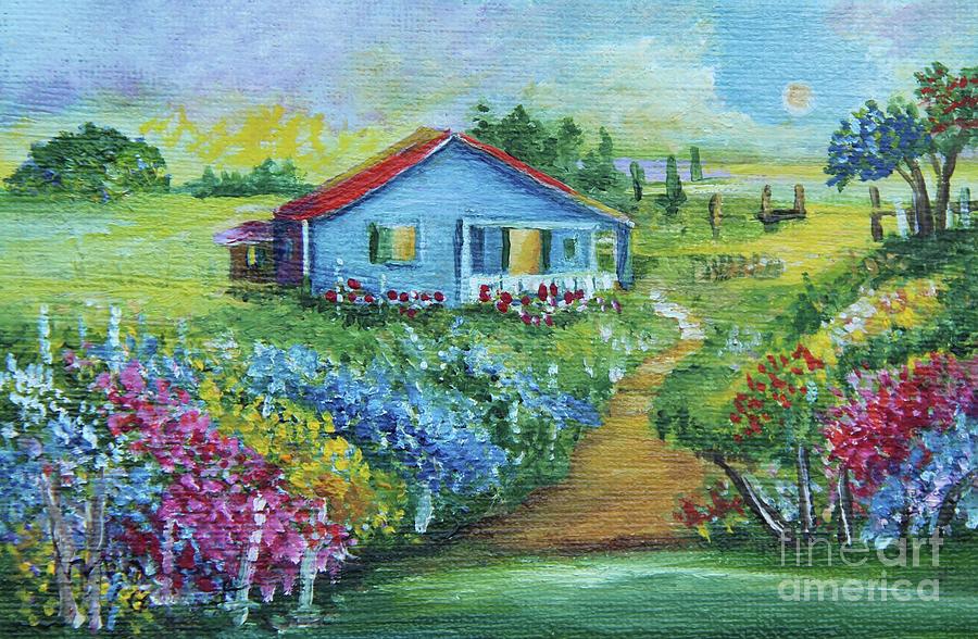 River Country House Painting by Alicia Maury
