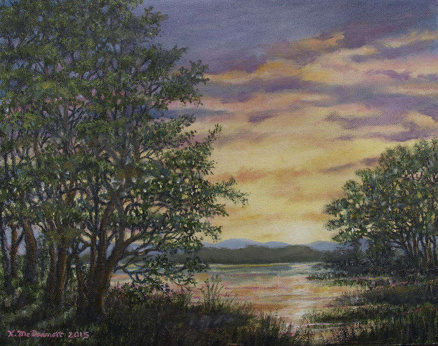 River Cove Sundown Painting by Kathleen McDermott