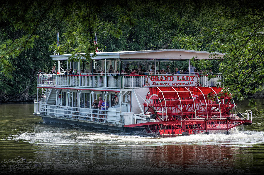 River Cruise with the Grand Lady Paddle Wheel Boat on the Grand River Photograph by Randall Nyhof