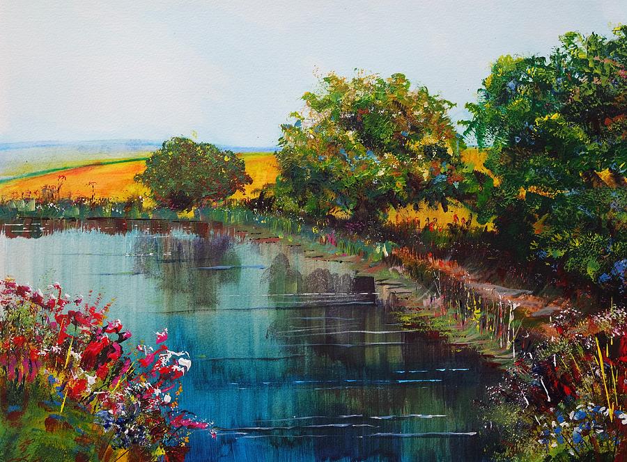 River Exe Devon Landscape - When the weathers fine Painting by Mike Jory