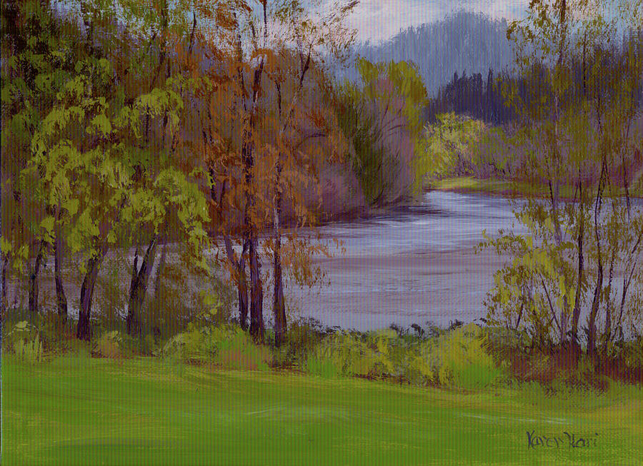 River Forks Spring Painting by Karen Ilari