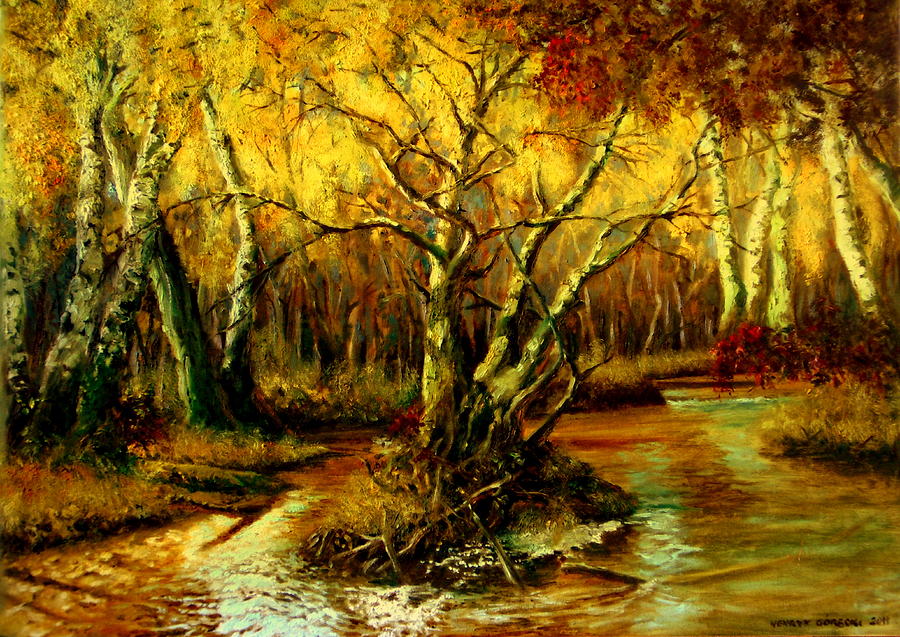 Impressionism Painting - River in the forest by Henryk Gorecki
