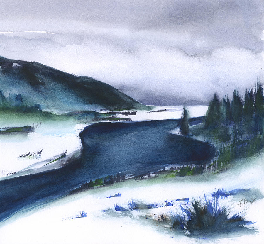 River In Winter Painting by Frank Bright