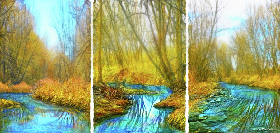 River Journey Vistas - Triptych Digital Art by Joel Bruce Wallach