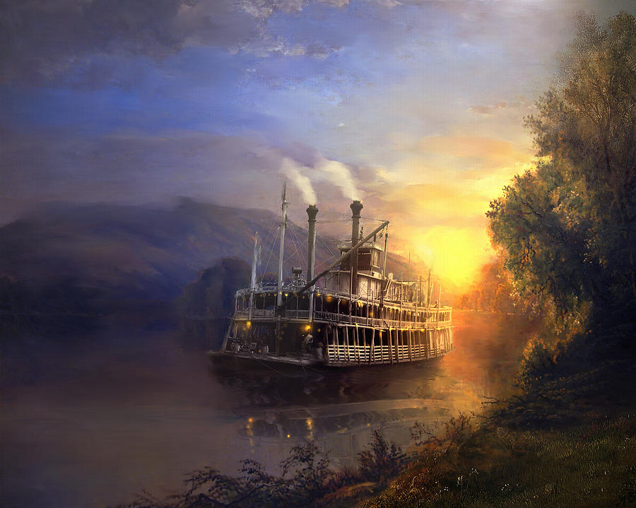Riverboat Mixed Media - River King by Joel Payne Riverboat Mixed Media - River King by Joel Payne
