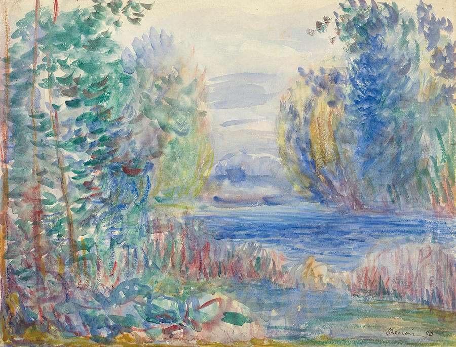 River Landscape Painting by Auguste Renoir