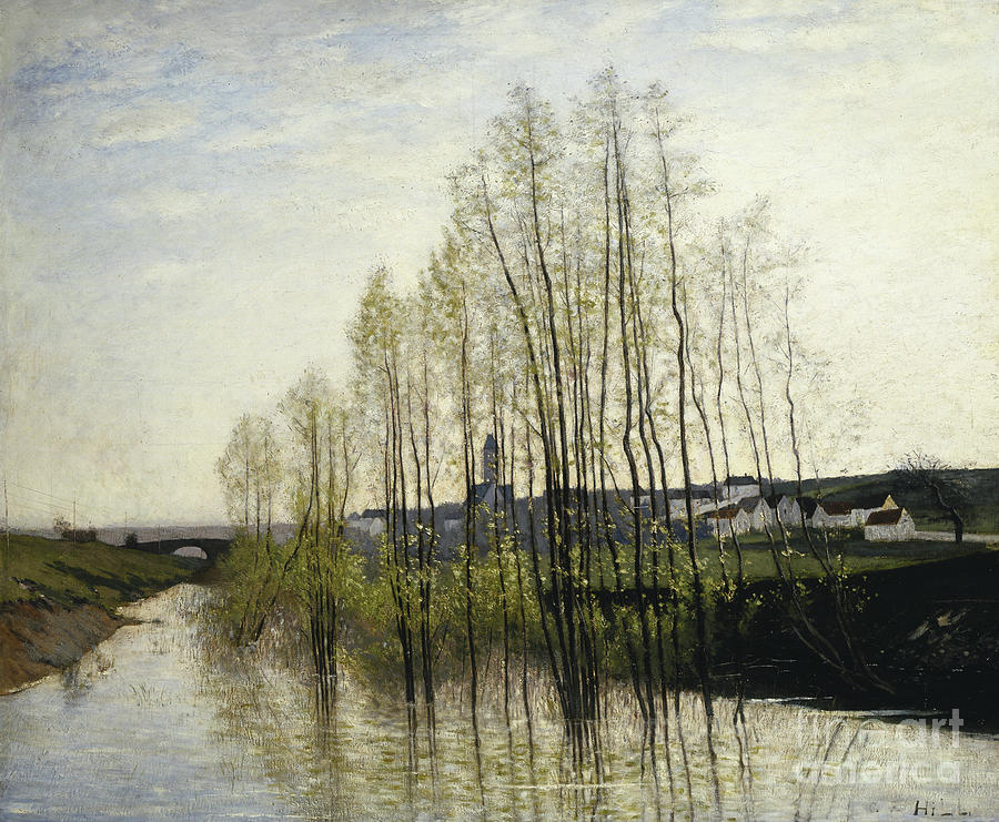 River Landscape, Champagne, 1876 Painting by Carl Fredrik Hill