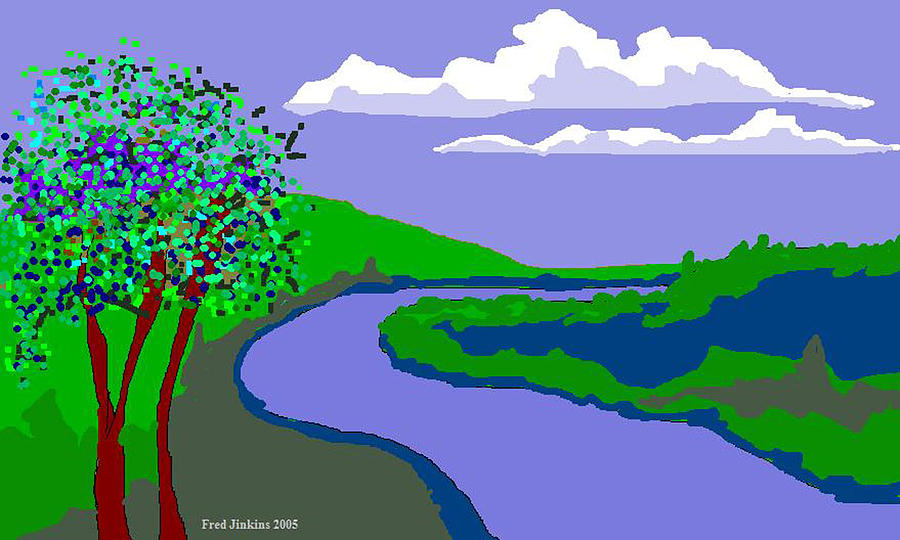 River Landscape Painting - River Landscape by Fred Jinkins