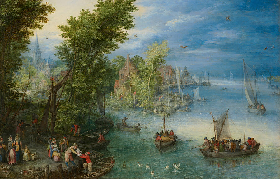 River Landscape Painting by Jan Brueghel the Elder
