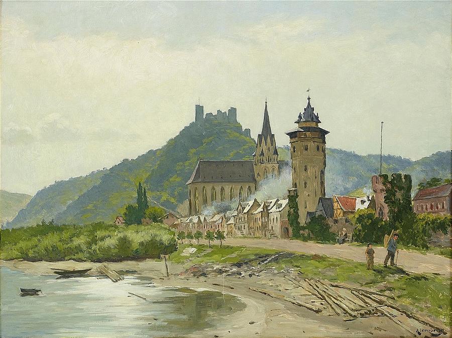 River Landscape Of The Rhine Painting By Motionage Designs Fine Art