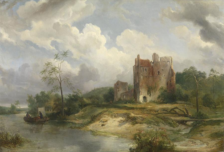 River Landscape with Ruin Wijnand Nuijen 1835 Painting by Celestial Images