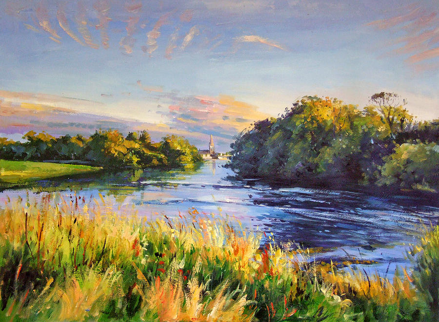 Sunset Painting - River Moy at Ballina by Conor McGuire