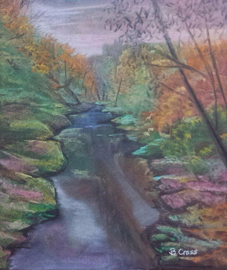 River In the Fall Pastel by Betsy Carlson Cross