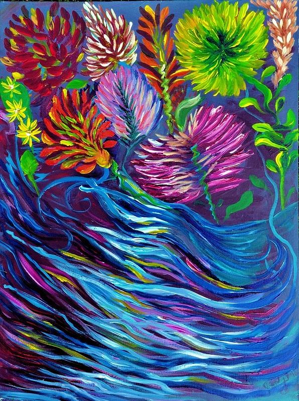 Flower Painting - River of Life by Jan Maureen Nosakowski