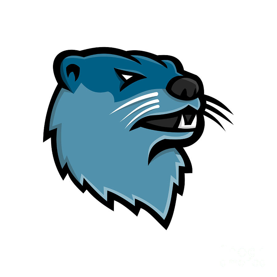 Otter Digital Art - River Otter Head Mascot by Aloysius Patrimonio