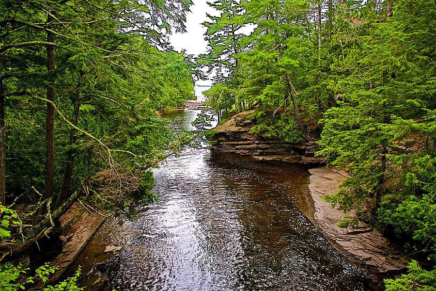 River Outlet to Lake Superior in Presque Isle Area of Porcupine Mountains State Park-Michigan  Photograph by Ruth Hager