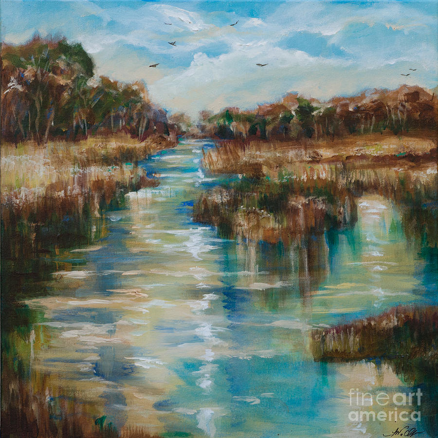 River Reflection Painting by Linda Olsen