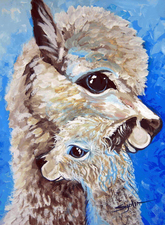 River Ridge alpaca Painting by Patty Sjolin