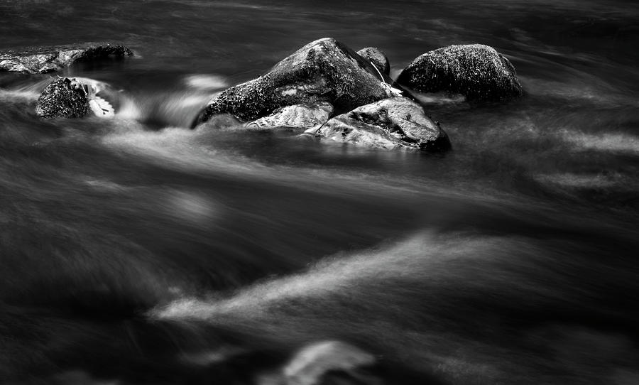 Nantahala Photograph - River Rock In Black and White by Greg and Chrystal Mimbs