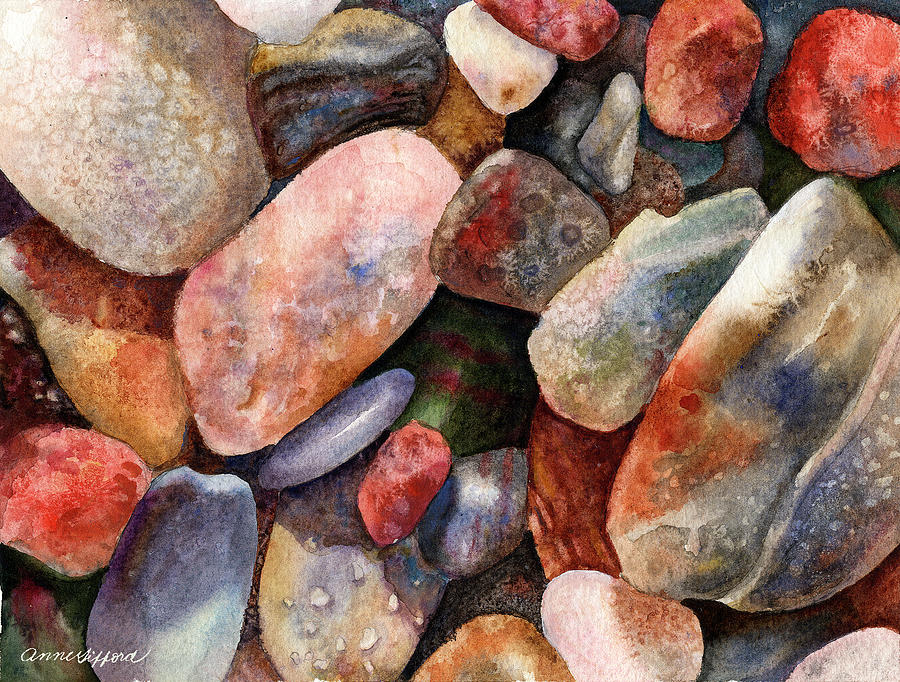 River Rocks Painting by Anne Gifford