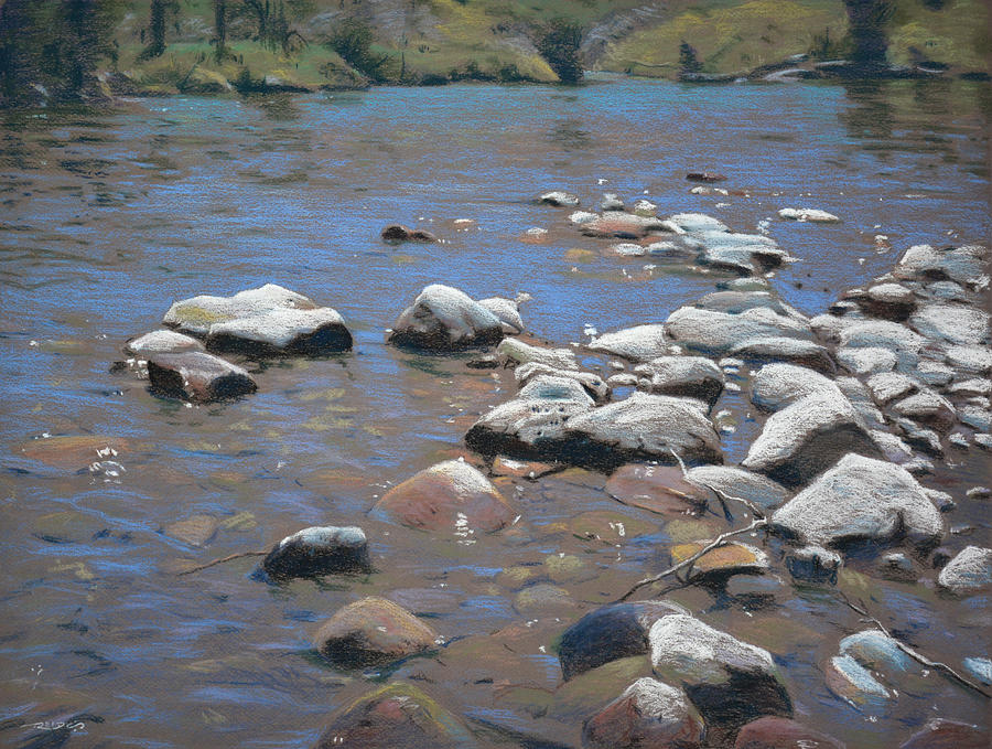 River Rocks Pastel by Christopher Reid