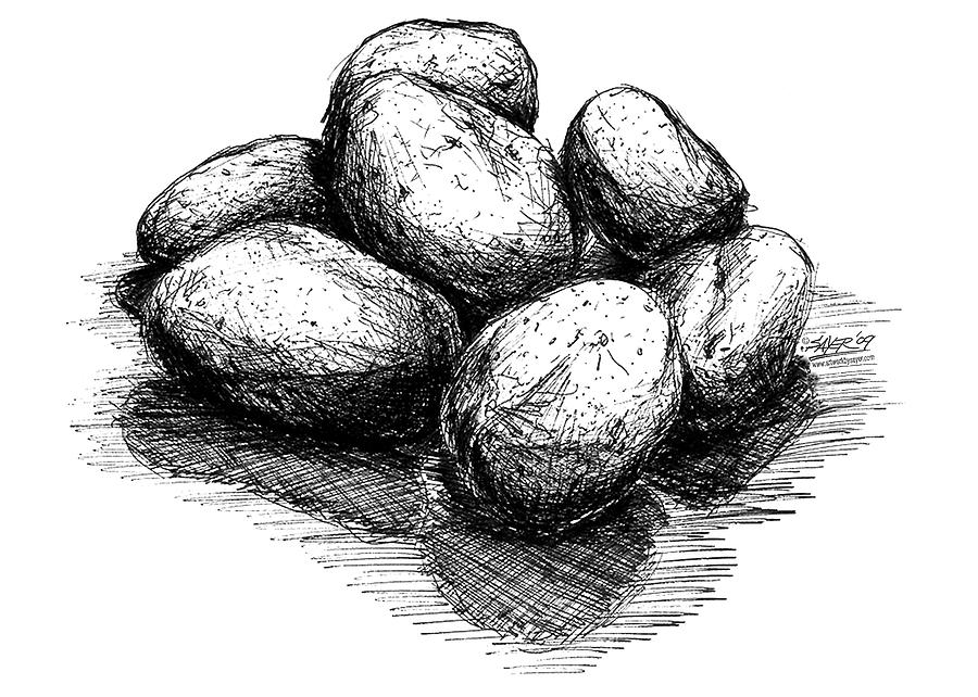 River Rocks Drawing by James Sayer