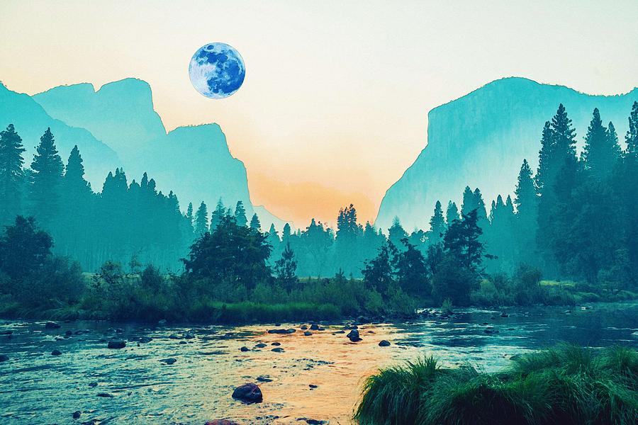 River runs through valley by Adam Asar Painting by Celestial Images