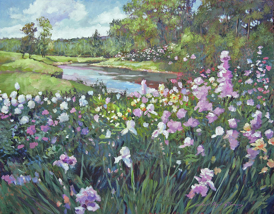 Garden Painting - River Spring Garden by David Lloyd Glover