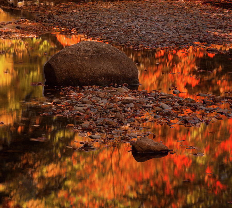 River Stones and Autumn Reflections Photograph by Irwin Barrett