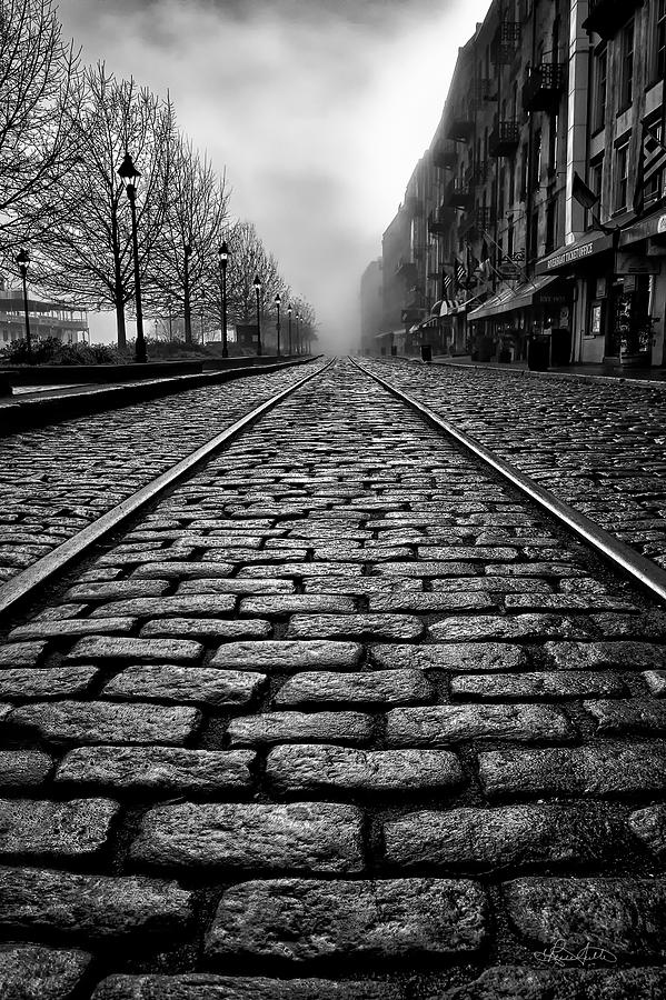 River Street Railway - Black and White Photograph by Renee Sullivan