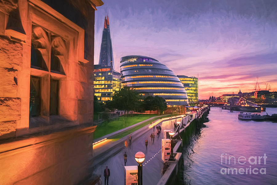 River Thames And City Hall At Sunset, England, UK Photograph by Philip Preston