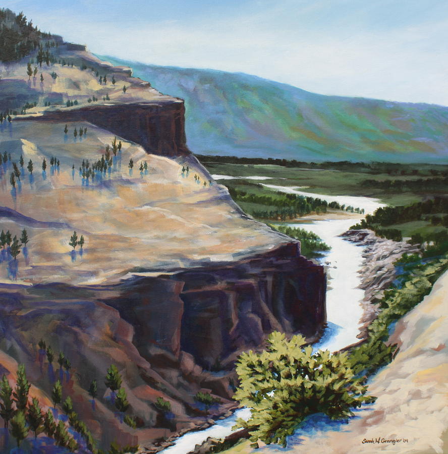 River Through the Canyon Painting by Sarah Grangier