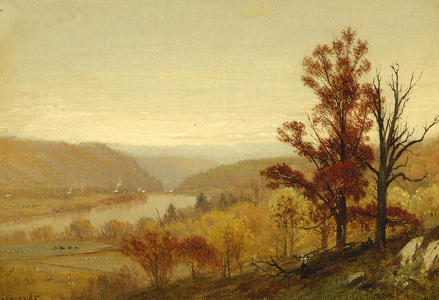 River Valley Landscape Painting by Albert Bierstadt