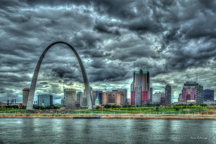 St Louis MO River View Gateway Arch Architectural Cityscape Art Photograph by Reid Callaway